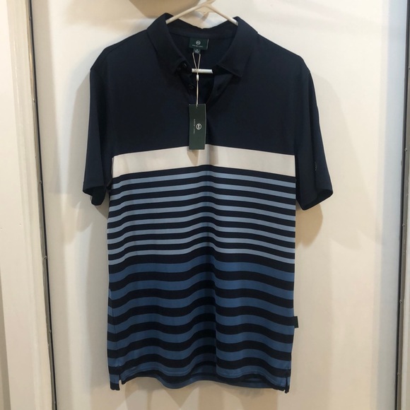 NEW AG Adriano Goldschmied Green Label Polo Golf Shirt Striped - Picture 1 of 7